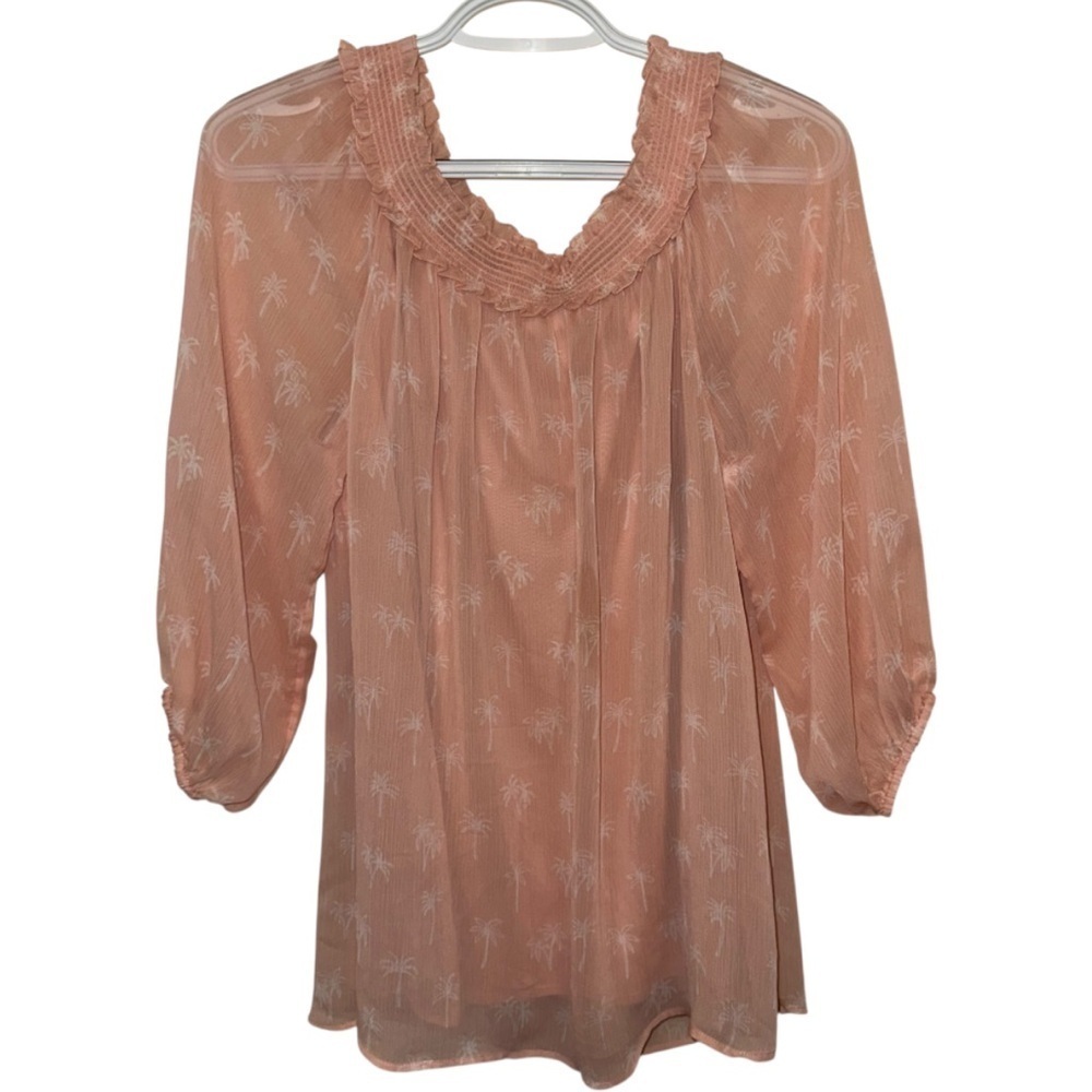 EUC LC Lauren Conrad Pink Ruffled Bib Collar Blouse